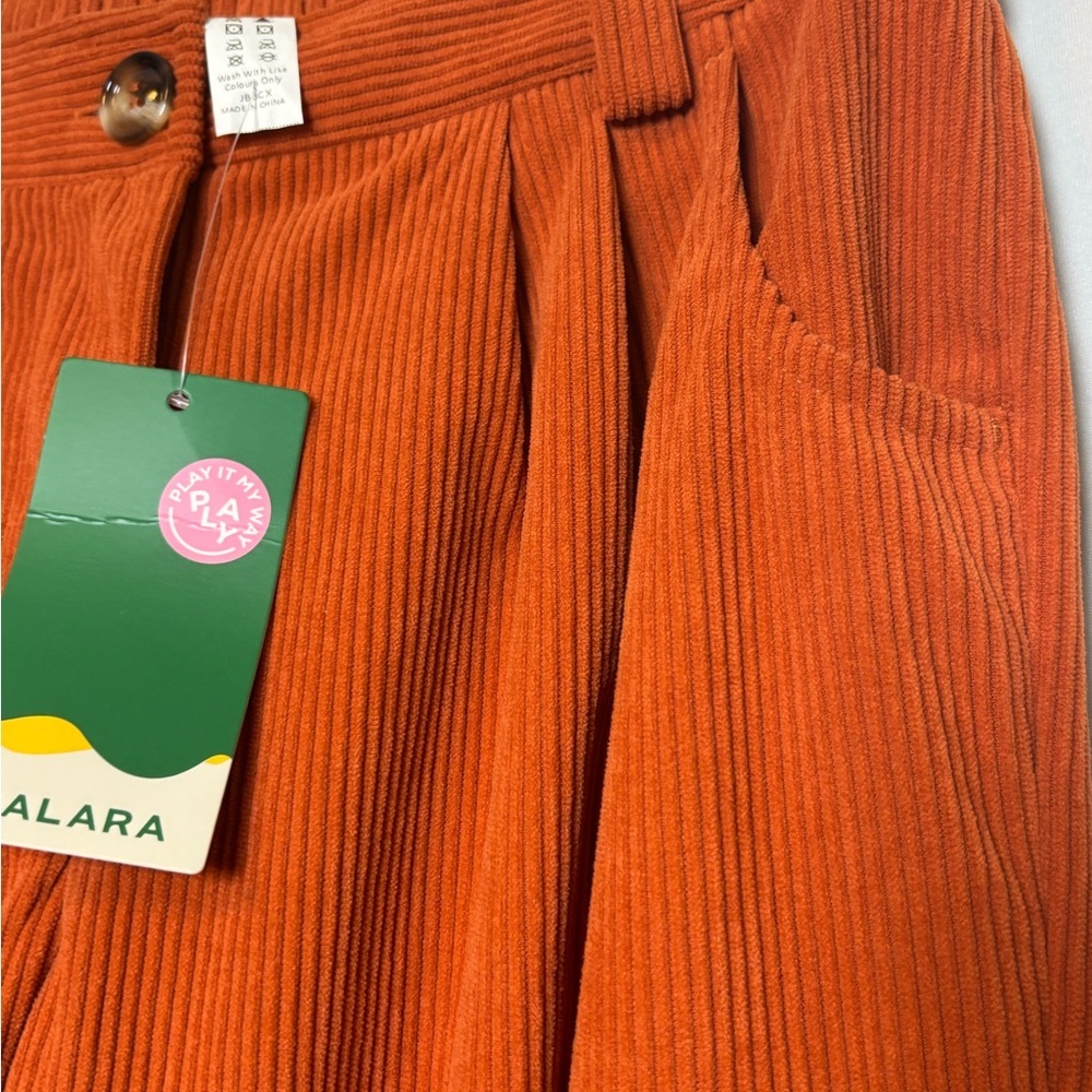 NWT Halara Mid Rise Zipper Pocket Corduroy Casual Pants Burnt Orange Sz XS - Picture 3 of 7